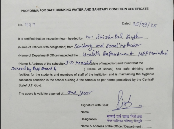 Health & Sanitary Certificate